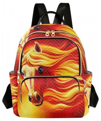 Small Backpack for Women Travel Bag Horse with Fiery Mane Daypack Purse Fashion Shoulder Bag Rucksack Medium B753 $10.92 Back...