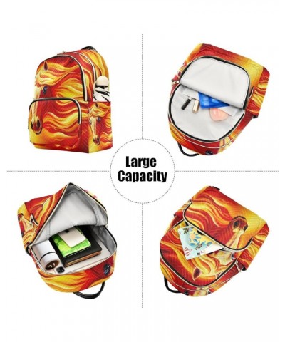 Small Backpack for Women Travel Bag Horse with Fiery Mane Daypack Purse Fashion Shoulder Bag Rucksack Medium B753 $10.92 Back...