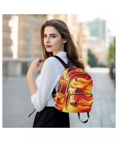 Small Backpack for Women Travel Bag Horse with Fiery Mane Daypack Purse Fashion Shoulder Bag Rucksack Medium B753 $10.92 Back...