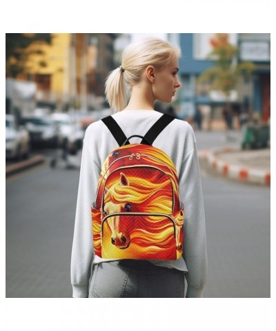 Small Backpack for Women Travel Bag Horse with Fiery Mane Daypack Purse Fashion Shoulder Bag Rucksack Medium B753 $10.92 Back...