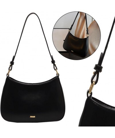 Womens Crescent Shoulder Bag Retro Y2k Purse PU Leather Women Solid Color Cute Hobo Tote Handbag with Zipper Closur Black $11...