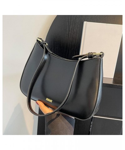 Womens Crescent Shoulder Bag Retro Y2k Purse PU Leather Women Solid Color Cute Hobo Tote Handbag with Zipper Closur Black $11...