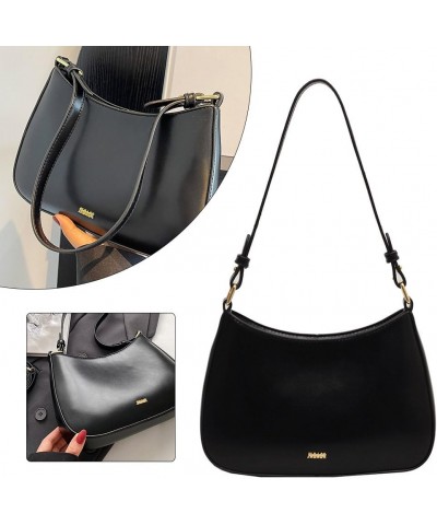 Womens Crescent Shoulder Bag Retro Y2k Purse PU Leather Women Solid Color Cute Hobo Tote Handbag with Zipper Closur Black $11...