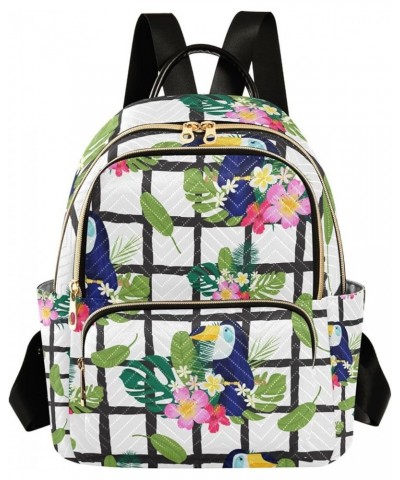 Bird Women Backpack Toucan Bird Flower Anti-Theft Travel Backpack with Luggage Belt Lightweight Handbag Lady Purse Roomy Doub...