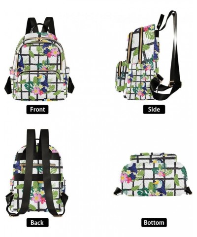 Bird Women Backpack Toucan Bird Flower Anti-Theft Travel Backpack with Luggage Belt Lightweight Handbag Lady Purse Roomy Doub...