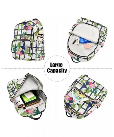 Bird Women Backpack Toucan Bird Flower Anti-Theft Travel Backpack with Luggage Belt Lightweight Handbag Lady Purse Roomy Doub...