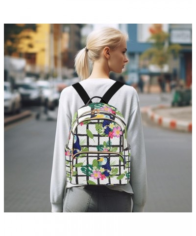 Bird Women Backpack Toucan Bird Flower Anti-Theft Travel Backpack with Luggage Belt Lightweight Handbag Lady Purse Roomy Doub...