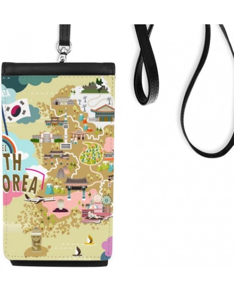 South Korea Map Love Travel Phone Wallet Purse Hanging Mobile Pouch Black Pocket $14.70 Wallets