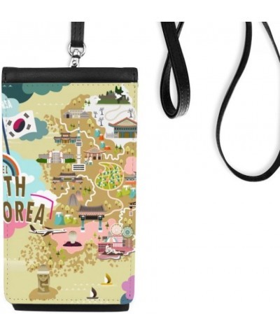 South Korea Map Love Travel Phone Wallet Purse Hanging Mobile Pouch Black Pocket $14.70 Wallets