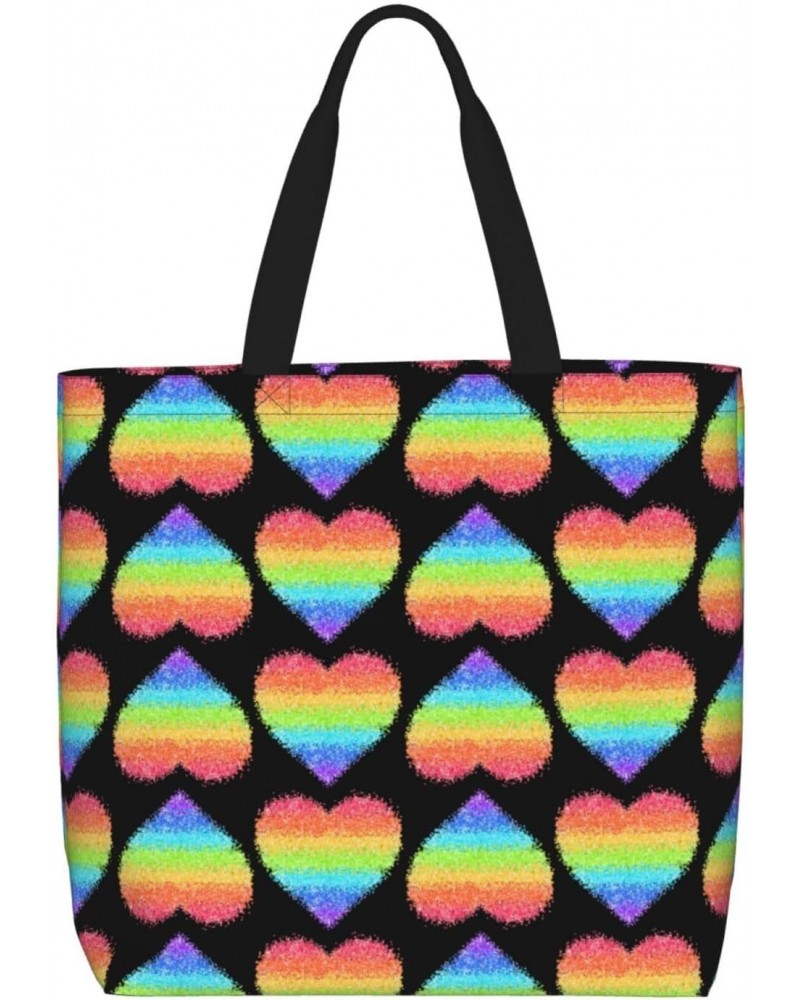 Women'S Soft Tote Shoulder Bag Lgbt-Gilter-Rainbow-Gay Foldable Travel Purse With Zipper Closure $13.37 Totes