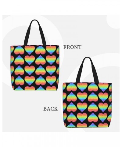 Women'S Soft Tote Shoulder Bag Lgbt-Gilter-Rainbow-Gay Foldable Travel Purse With Zipper Closure $13.37 Totes