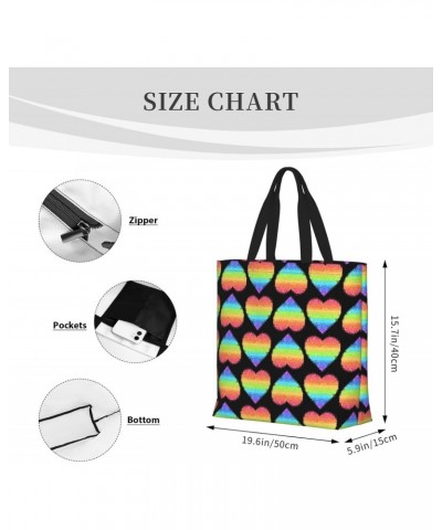 Women'S Soft Tote Shoulder Bag Lgbt-Gilter-Rainbow-Gay Foldable Travel Purse With Zipper Closure $13.37 Totes