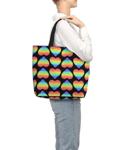 Women'S Soft Tote Shoulder Bag Lgbt-Gilter-Rainbow-Gay Foldable Travel Purse With Zipper Closure $13.37 Totes