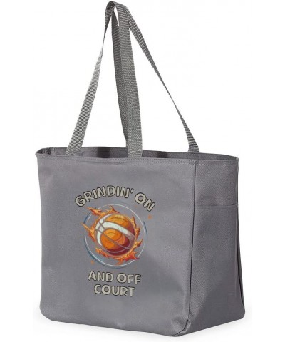 Chasin' Championships and Diploma Tote Bag with Pocket - Basketball Lovers Bags - Gifts for Sports Fans Gray $18.02 Totes