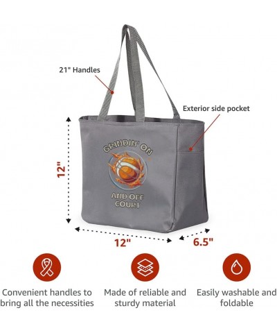 Chasin' Championships and Diploma Tote Bag with Pocket - Basketball Lovers Bags - Gifts for Sports Fans Gray $18.02 Totes