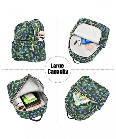 Mini Backpack for Women, Small Blue Flowers Green Leaves Travel Backpack Purse for Ladies, Small Bookbag Daypack Shoulder Bag...