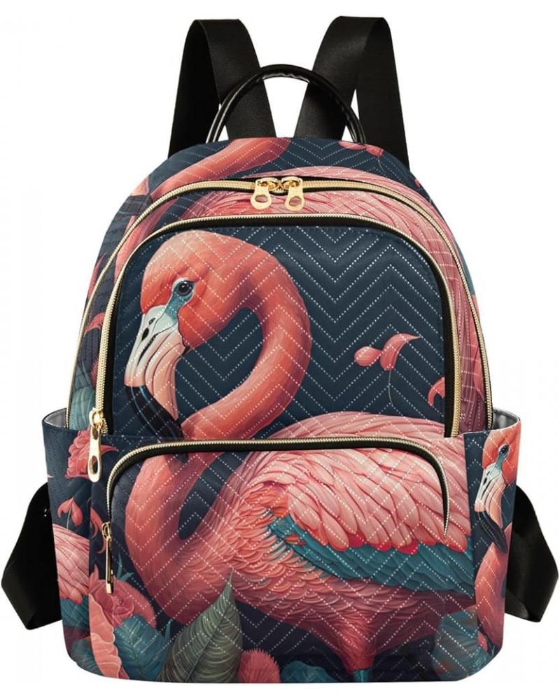 Small Fashion Backpack for Women Elegant Flamingo Painting Print Ladies Travel Daypack Aesthetic Shoulder Bag 11.4×6.1×14.1 I...