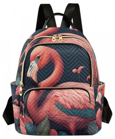 Small Fashion Backpack for Women Elegant Flamingo Painting Print Ladies Travel Daypack Aesthetic Shoulder Bag 11.4×6.1×14.1 I...