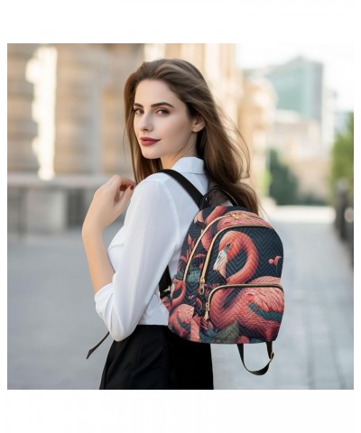 Small Fashion Backpack for Women Elegant Flamingo Painting Print Ladies Travel Daypack Aesthetic Shoulder Bag 11.4×6.1×14.1 I...