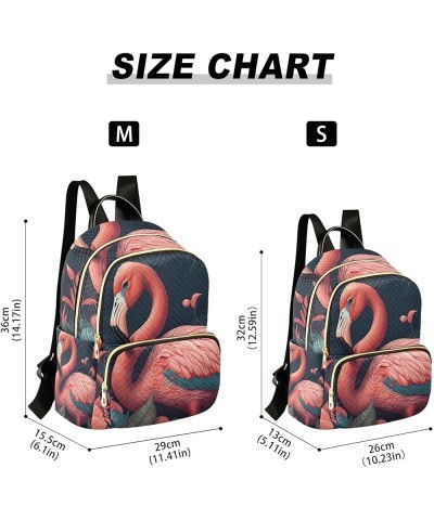 Small Fashion Backpack for Women Elegant Flamingo Painting Print Ladies Travel Daypack Aesthetic Shoulder Bag 11.4×6.1×14.1 I...