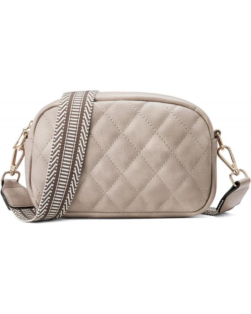 Quilted Crossbody Bag Small Crossbody Purse for Women Trendy Leather Lightweight Shoulder Handbags Grey $8.23 Crossbody Bags