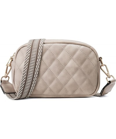 Quilted Crossbody Bag Small Crossbody Purse for Women Trendy Leather Lightweight Shoulder Handbags Grey $8.23 Crossbody Bags