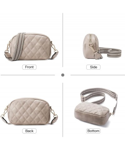 Quilted Crossbody Bag Small Crossbody Purse for Women Trendy Leather Lightweight Shoulder Handbags Grey $8.23 Crossbody Bags