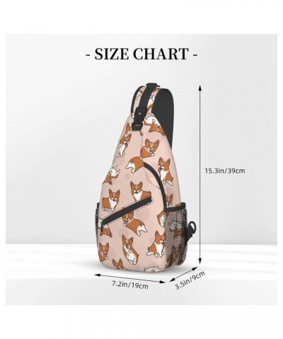 Cartoon Corgis Pattern Sling Backpack Crossbody Shoulder Bag Travel Hiking Daypack for Women Men $14.20 Crossbody Bags