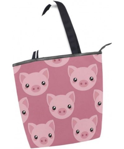 Pig Cute Tote Handbag for Women Tote Bag, Canvas + leather Shoulder Bag, Hobo bag, Satchel Purse(227ut7a) $13.74 Totes