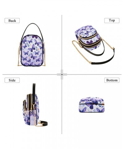 Butterflies in Purple Womens Sling Backpack Crossbody Chain Shoulder Bags Waist Packs Multipurpose Handbags for Travel Shoppi...