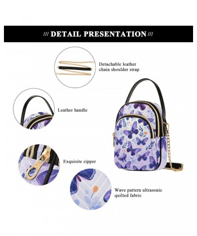 Butterflies in Purple Womens Sling Backpack Crossbody Chain Shoulder Bags Waist Packs Multipurpose Handbags for Travel Shoppi...