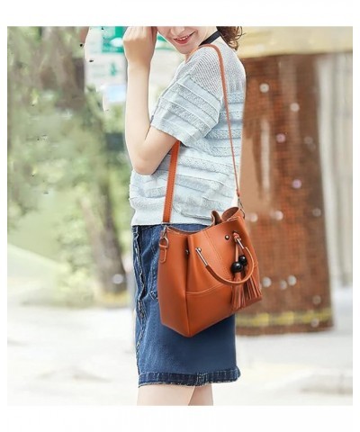 Fashion Women Bags Pu Leather Top Handle Bag Tote Bag Shoulder Bag Crossbody Bag Satchel Clutch 3 Pcs Purse in 1 Set Brown $1...