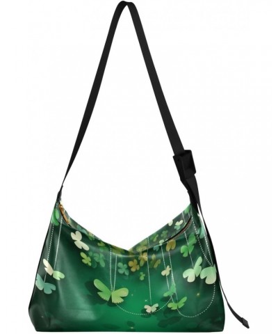 St. Patrick's Day Four Leaf Clover Faux Leather shoulder Bag Women's Soft Large Capacity Work Bag Shoulder Bag Travel Crossbo...