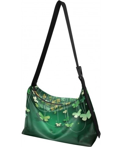 St. Patrick's Day Four Leaf Clover Faux Leather shoulder Bag Women's Soft Large Capacity Work Bag Shoulder Bag Travel Crossbo...