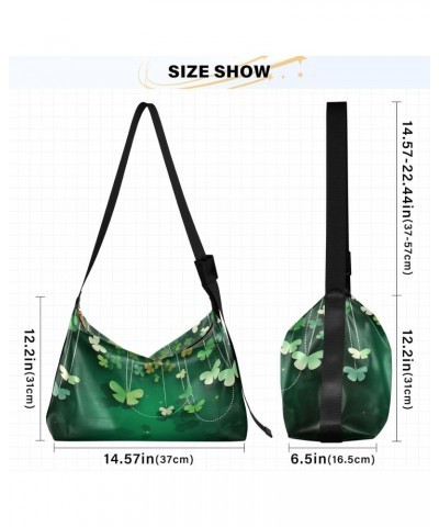 St. Patrick's Day Four Leaf Clover Faux Leather shoulder Bag Women's Soft Large Capacity Work Bag Shoulder Bag Travel Crossbo...