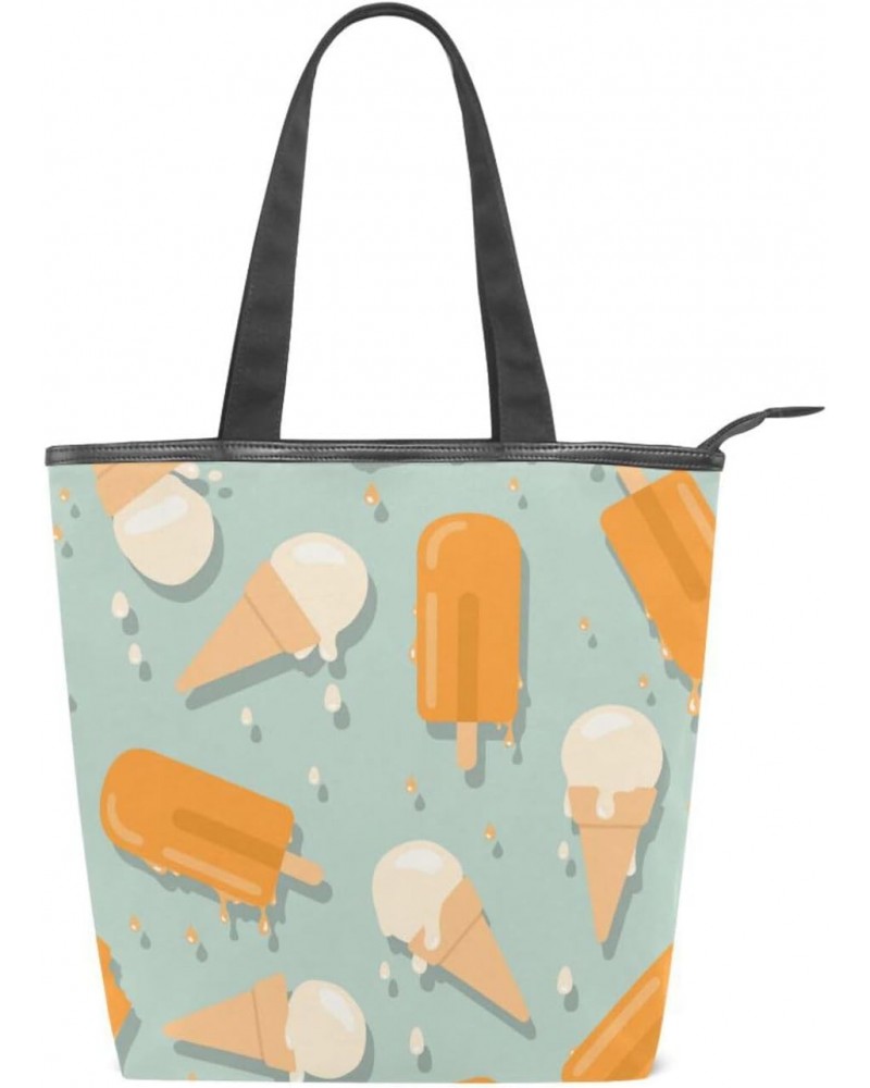 Orange Ice Cream The Tote Bag for Women Big Capacity Women's Shoulder Handbags Canvas Shopping Dating Bag $13.79 Totes