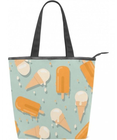 Orange Ice Cream The Tote Bag for Women Big Capacity Women's Shoulder Handbags Canvas Shopping Dating Bag $13.79 Totes