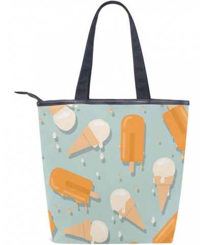 Orange Ice Cream The Tote Bag for Women Big Capacity Women's Shoulder Handbags Canvas Shopping Dating Bag $13.79 Totes