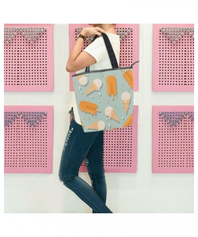 Orange Ice Cream The Tote Bag for Women Big Capacity Women's Shoulder Handbags Canvas Shopping Dating Bag $13.79 Totes