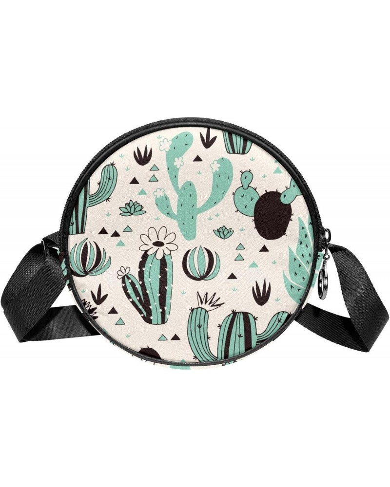 Plant Cactus Tree Crossbody Bag for Women Teen Girls Round Canvas Shoulder Bag Purse Tote Handbag Bag $10.91 Totes