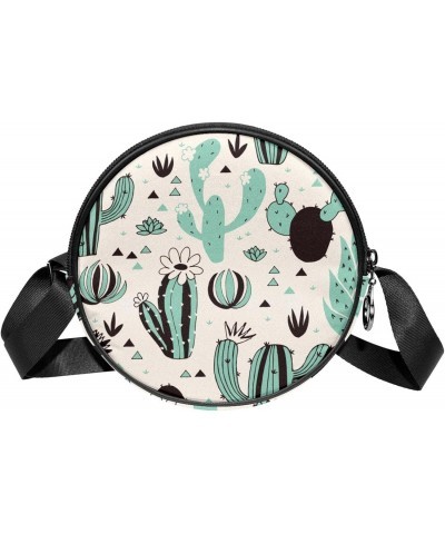 Plant Cactus Tree Crossbody Bag for Women Teen Girls Round Canvas Shoulder Bag Purse Tote Handbag Bag $10.91 Totes