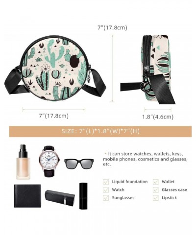 Plant Cactus Tree Crossbody Bag for Women Teen Girls Round Canvas Shoulder Bag Purse Tote Handbag Bag $10.91 Totes