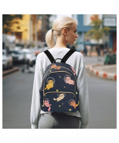 Cats Astronauts Star Backpack for Women Casual Daypack Lightweight Shoulder Bag Travel Purse Small Backpacks for Ladies Work ...