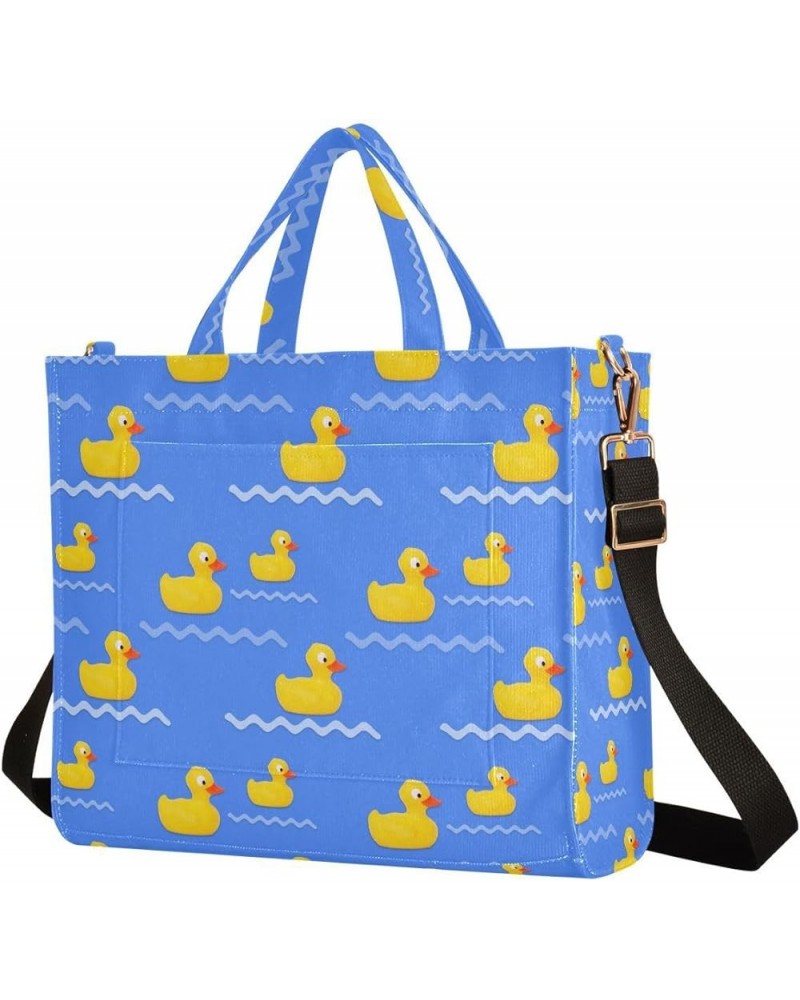 Rubber Duck Blue Tote Bag for Women Travel Tote Handbag Corduroy Crossbody Bag Satchel Purses for Office Birthday Gifts Multi...