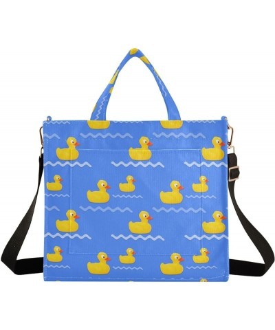 Rubber Duck Blue Tote Bag for Women Travel Tote Handbag Corduroy Crossbody Bag Satchel Purses for Office Birthday Gifts Multi...