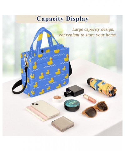 Rubber Duck Blue Tote Bag for Women Travel Tote Handbag Corduroy Crossbody Bag Satchel Purses for Office Birthday Gifts Multi...