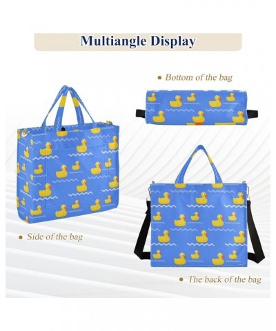 Rubber Duck Blue Tote Bag for Women Travel Tote Handbag Corduroy Crossbody Bag Satchel Purses for Office Birthday Gifts Multi...