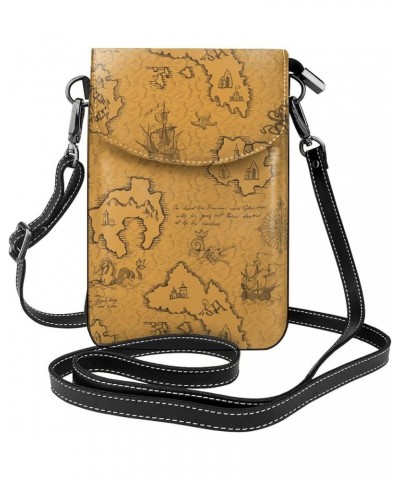 Small Crossbody Phone Bags for Women Leather Cell Phone Purse Lightweight Cell Phone Wallet Vintage Map $17.64 Crossbody Bags