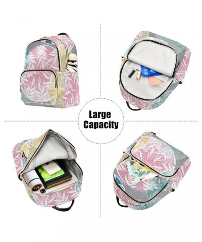 Blue Leaf Pattern Women's Backpack Wallet Casual Small Backpack Fashion Women's Travel Bag School Backpack Color260 Medium $1...