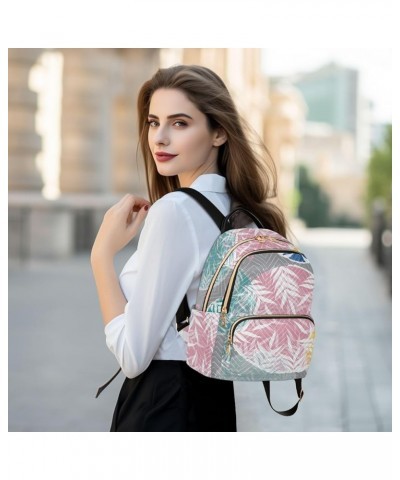 Blue Leaf Pattern Women's Backpack Wallet Casual Small Backpack Fashion Women's Travel Bag School Backpack Color260 Medium $1...